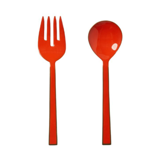 Enamel Salad Servers - Orange