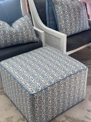 Flora Blue Ottoman