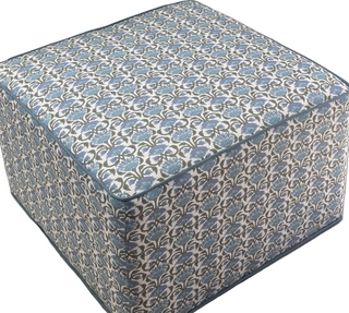 Flora Blue Ottoman