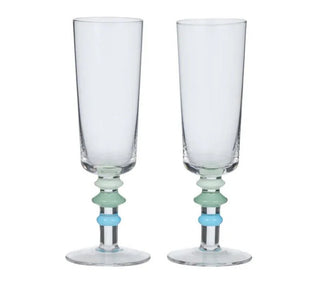 Tori Glass Flute Set of 2 - Green/Blue