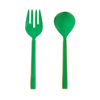 Enamel Salad Servers - Emerald