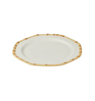 Bamboo Ceramic Platter - White/Natural