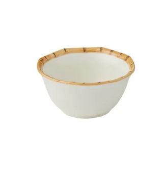 Bamboo Ceramic Bowl - White/Natural