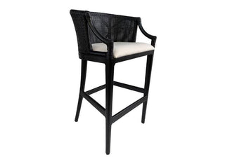 Black Woven Bar Stool with cushioned seat