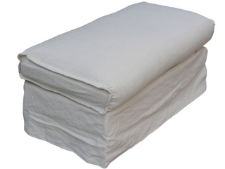 Linen Slip Cover Ottoman