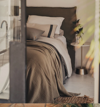 Sanctuary Linen Bed Head with Slipcover - Olive