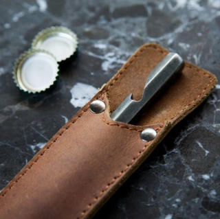 Bottle Opener with Leather Sleeve