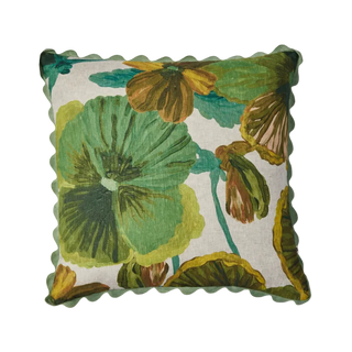 Large Wild Pansy Verde Cushion