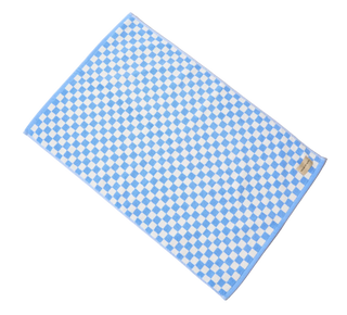 Sky Blue Check Bath Mat