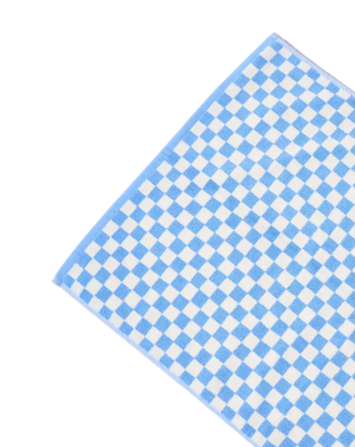 Sky Blue Check Bath Mat