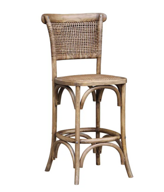 Chair Oak Bar Stool Rattan Seat Base