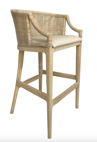 Light Woven Bar Stool with cushioned seat