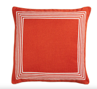 Caribbean Stripe Border Orange Cushion 50cm