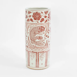 Red Ceramic Umbrella Stand Vase