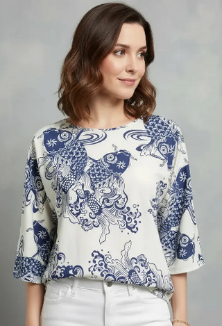 Japanese Print Cotton Top KOI