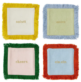 Cheers S/4 Embroidered Coasters