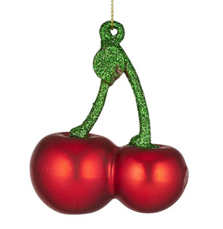 Cherries Glass Ornament