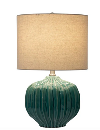 Ceramic Ribbed Ball Lamp