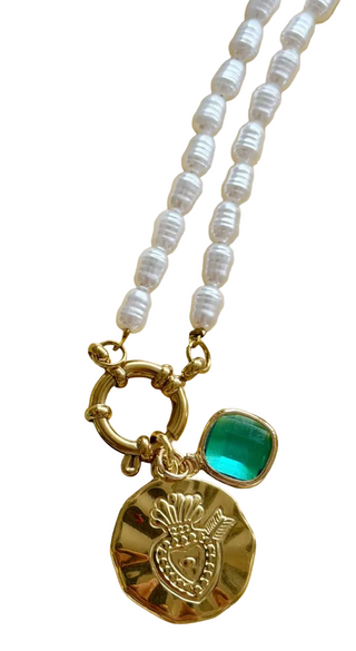 Heart of the Sea Charm Pearl Necklace