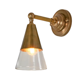 Otto Wall Light with Glass Shade in Antique Brass