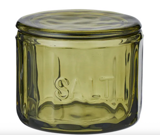Green Glass Salt Jar