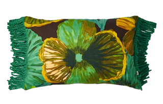 Bonnie and Neil | Wild Pansy Emerald Linen Cushion