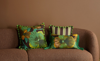 Bonnie and Neil | Wild Pansy Emerald Linen Cushion