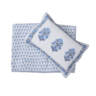 Bedspread Quilt Set Bleu Garden Large