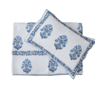 Bedspread Quilt Set Bleu Garden Large