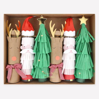 Santa, Reindeer & Tree - Set of 6 Crackers